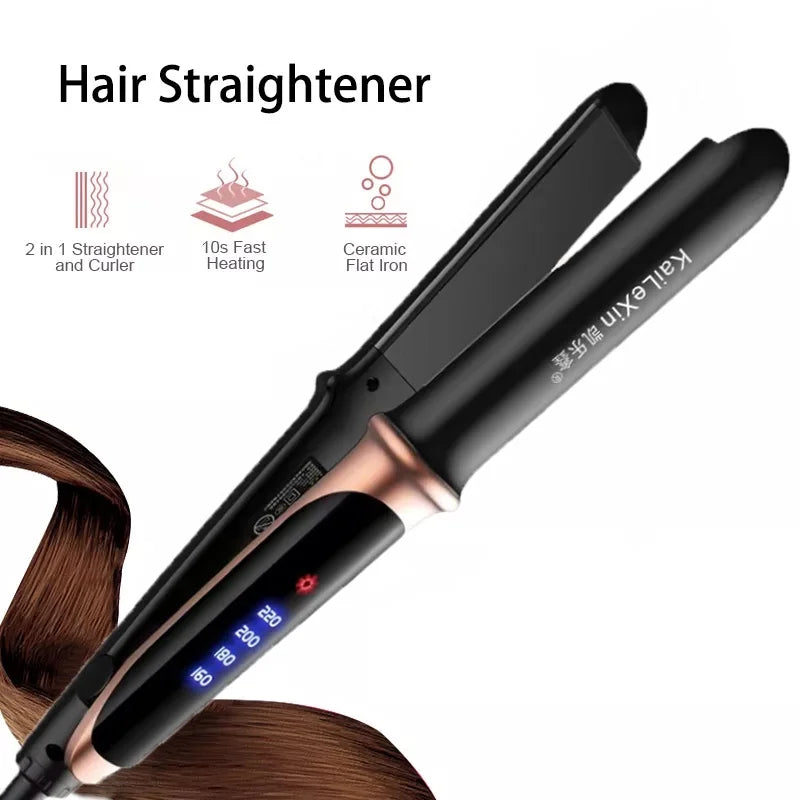 2-in-1 Professional Flat Iron Hair Straightener – 4 Gears Adjustable Temperature, Fast Warm-Up