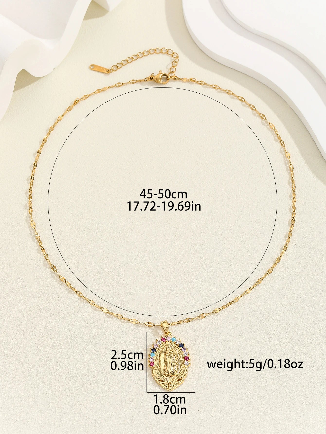 Santa Maria Micro-Inlaid Zircon Necklace – Colorful Religious Fashion Jewelry