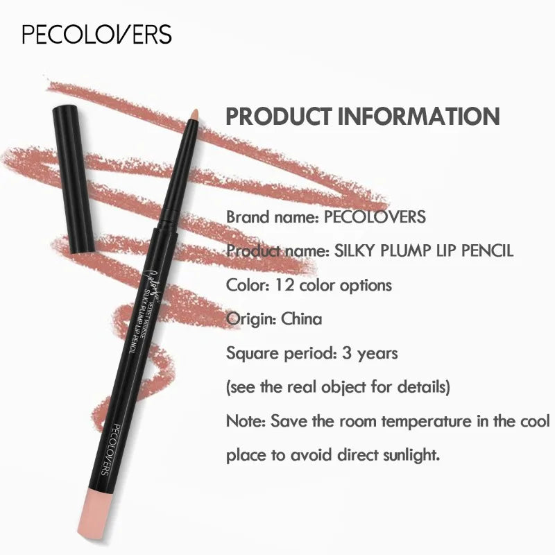 Waterproof Matte Lip Liner Pencil – 12 Long-Lasting Colors