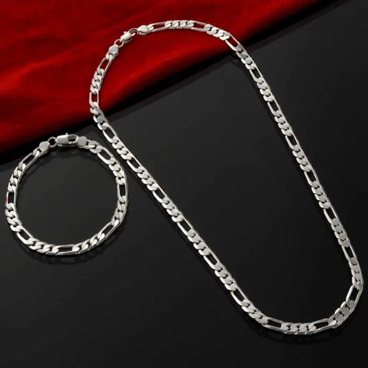 NobleLink – 925 Silver 4MM Bracelet & Necklace Set