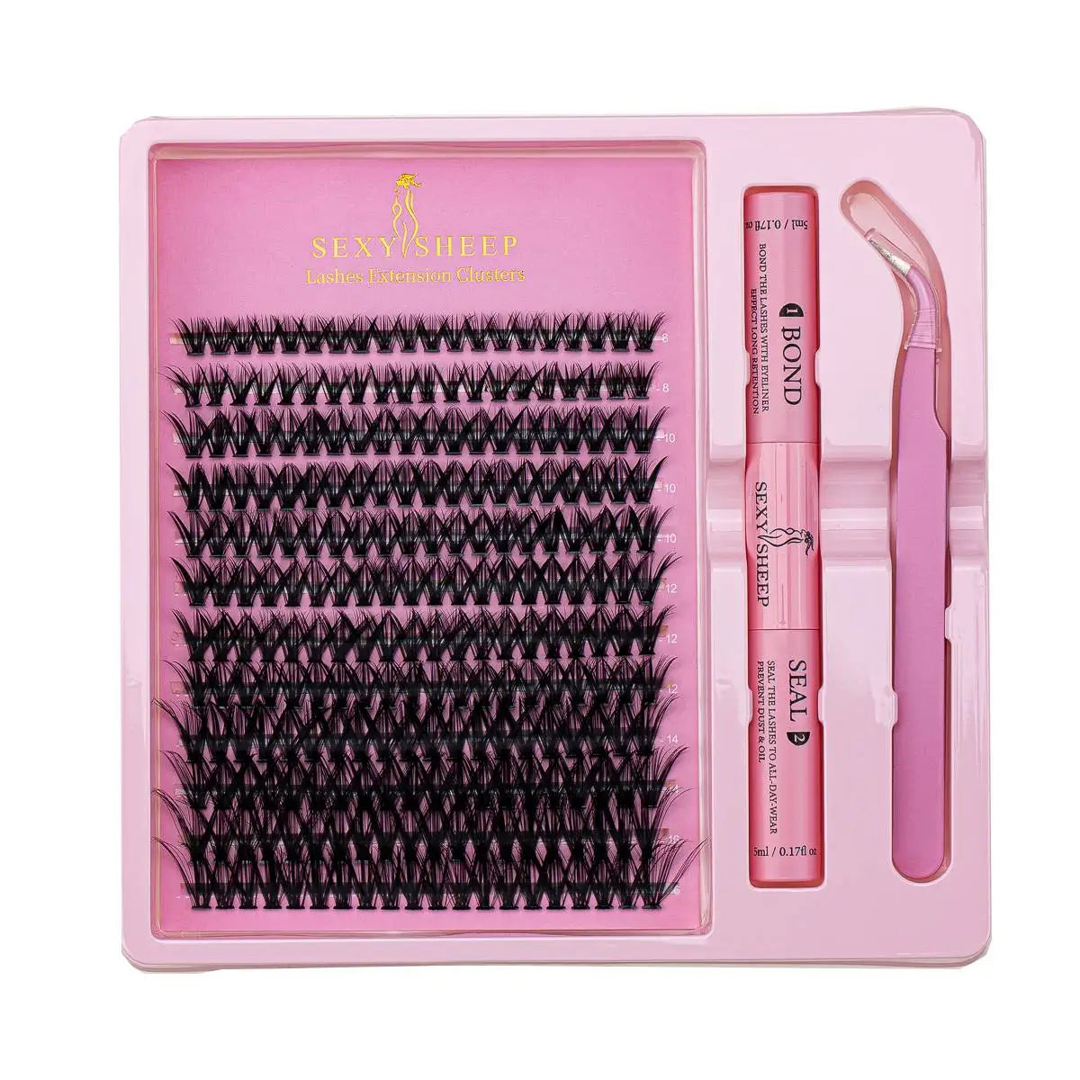 DIY Eyelash Extension Kit – Cluster Lashes with Bond, Seal & Applicator