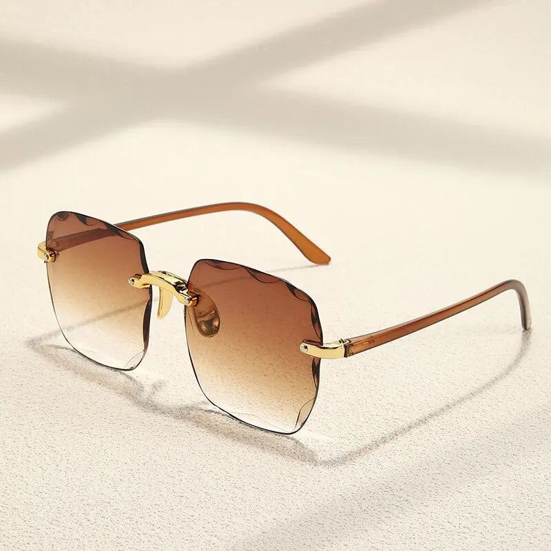 Square Frameless Gradient Sunglasses for Women – Classic Chic UV Protection