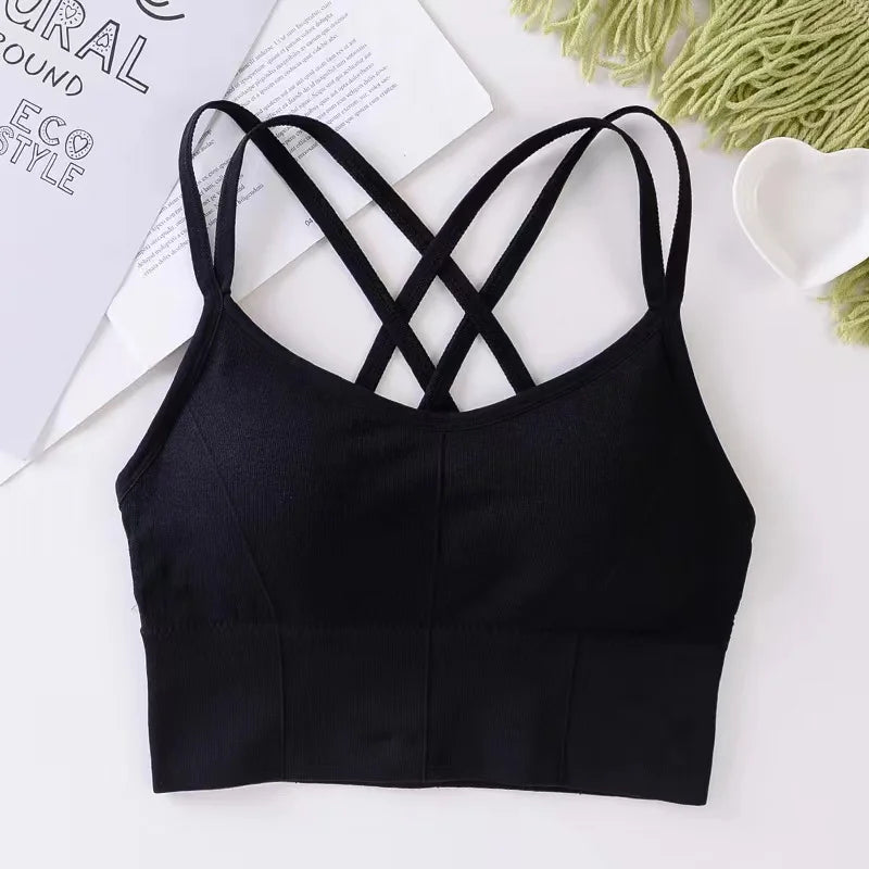 StrapFit – Women's Cross-Back Push-Up Sports Bra