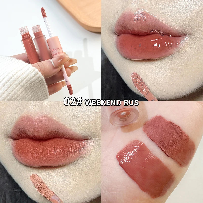Double-End Lip Glaze – Mirror Gloss & Matte Velvet Duo