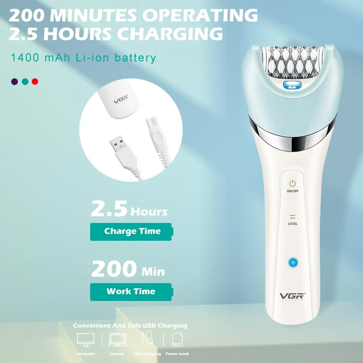 VGR V-703 5-in-1 Women’s Electric Epilator & Hair Remover – Shaver, Bikini Trimmer & Facial Cleaner