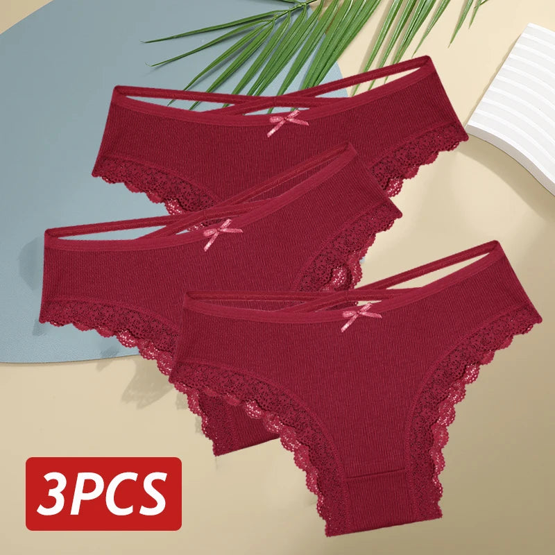 LaceBliss – 3PCS Women's Cotton Brazilian Panties Set