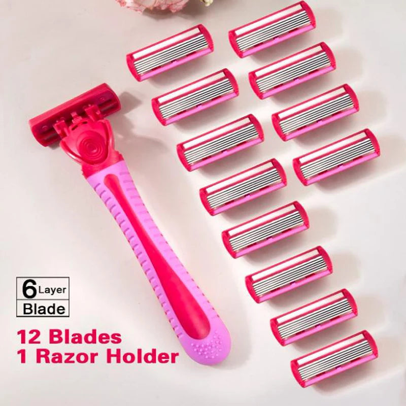 SilkEdge 6 – Women’s Safety Razor with 18 Replaceable 6-Layer Blades