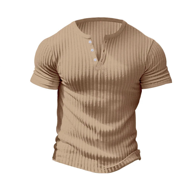 StripeEase – Knit Henley Tee for Men