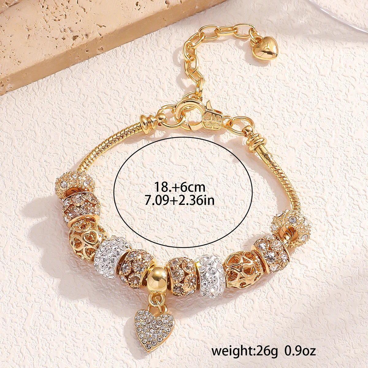 Women’s Pan-Style Beaded Charm Bracelet – Multi-Element DIY Love Jewelry