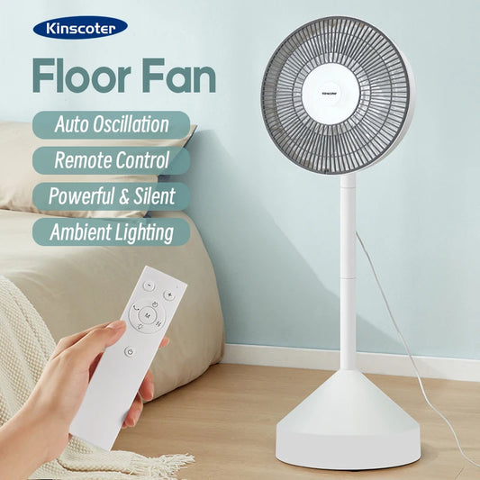 KINSCOTER 220V Floor Air Circulator Fan – Silent 4-Speed Electric Fan with Remote Control