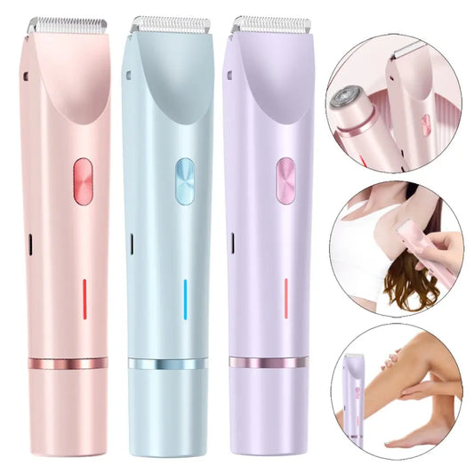 2-in-1 Electric Bikini Trimmer & Shaver for Women – Dual-Head, Painless & Waterproof