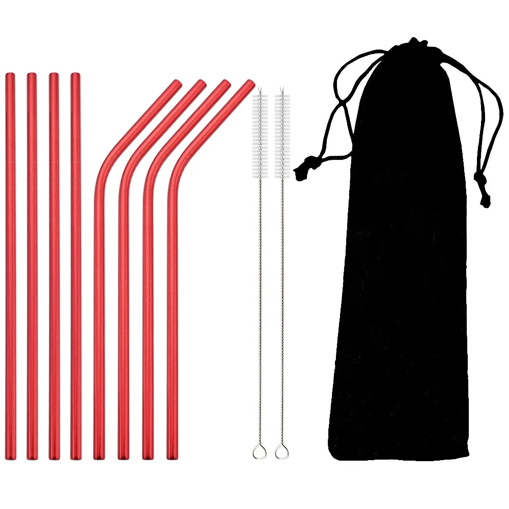 Metal Straws – Reusable 304 Stainless Steel Set with Brush
