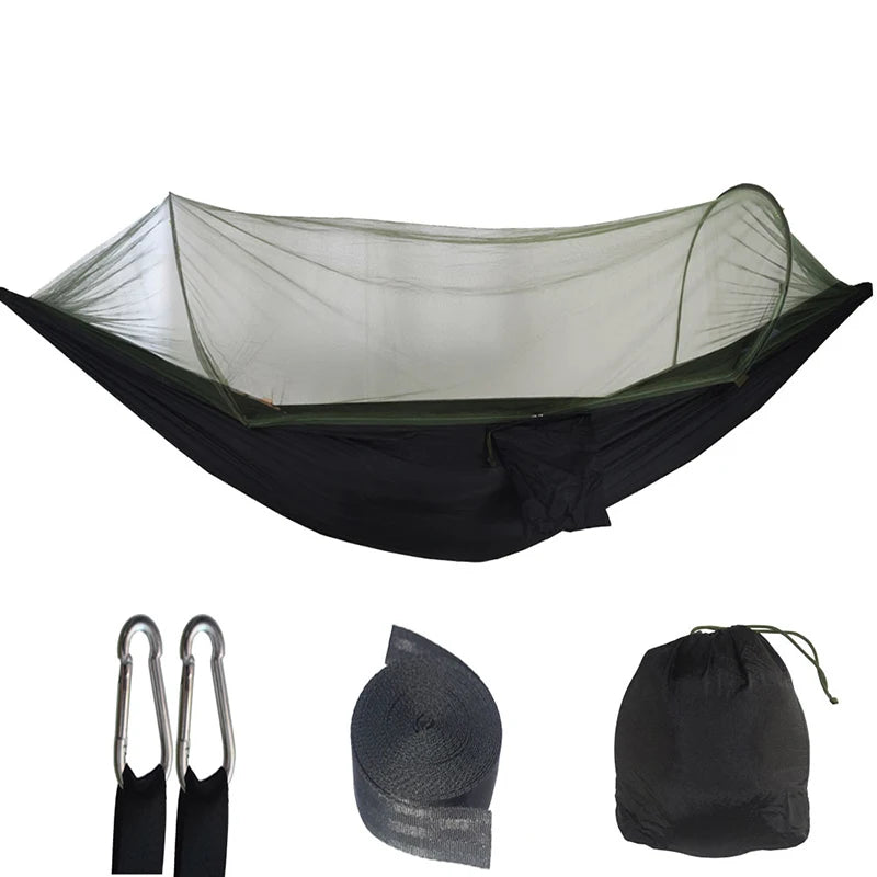 Outdoor Camping Hammock with Mosquito Net – Lightweight Parachute Fabric, 250×120cm