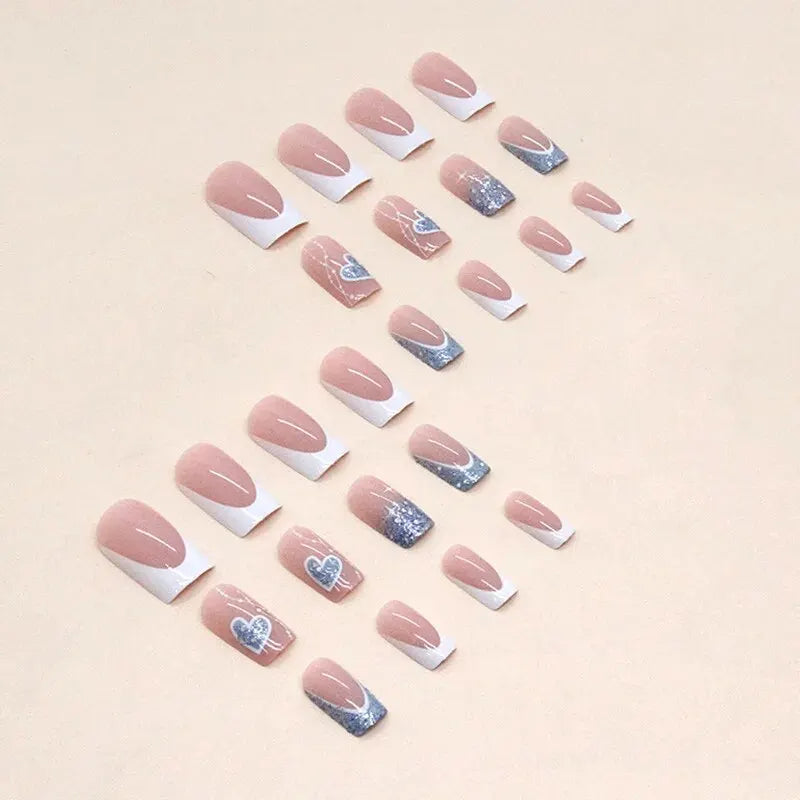 HeartPop – 24PCS Short French Press-On Nails Set with Jelly Gel & File