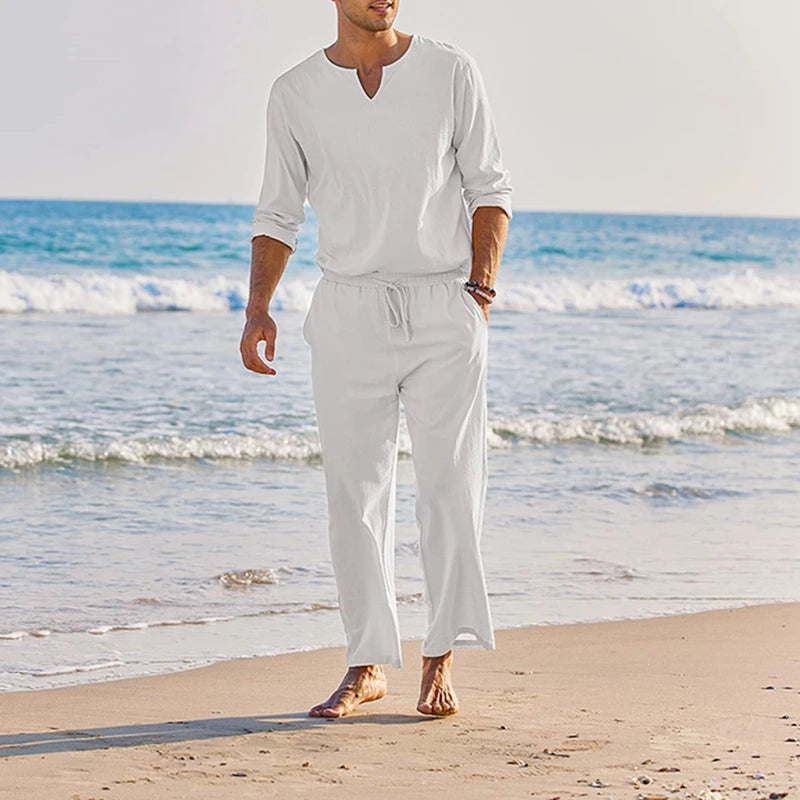 LinoSet – Men's 2-Piece Cotton Linen Loungewear