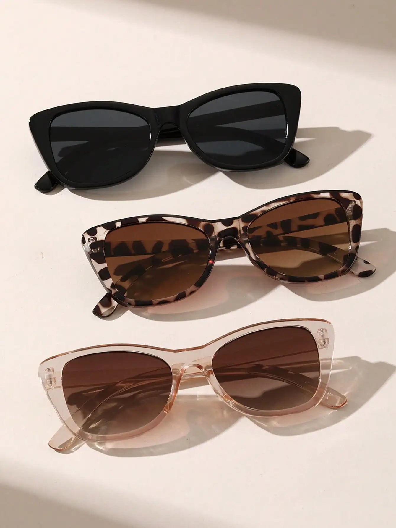 3-Piece Unisex Cat-Eye Sunglasses Set – Fashion Shades for Street Style & Travel