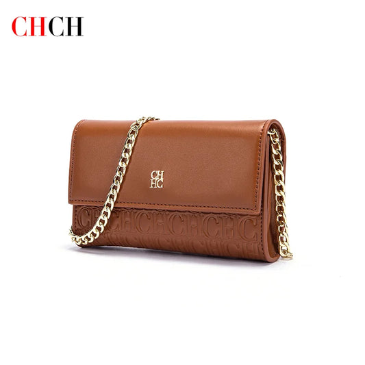 CHCH Women’s Magnetic Chain Shoulder Bag – Small Square Crossbody Wallet (Brown)