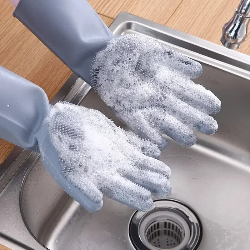 Silicone Gloves – Magic Dishwashing Gloves with Scrubber