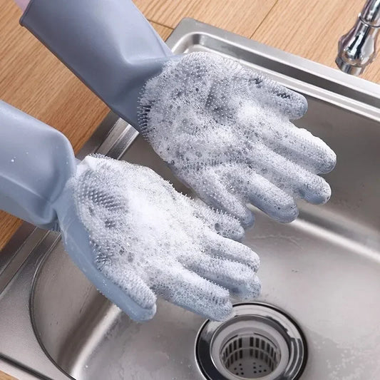 Silicone Gloves – Magic Dishwashing Gloves with Scrubber