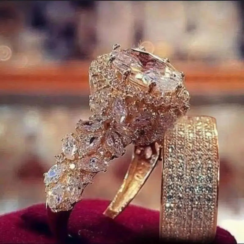 Luxury Princess Cubic Zirconia Bridal Ring Set – Elegant Wedding Jewelry for Women