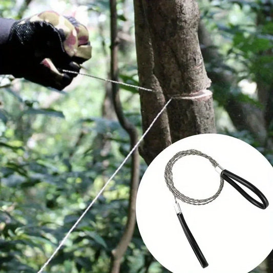 Portable Stainless Steel Wire Saw – Pocket Survival Tool with Finger Handles