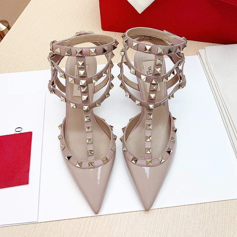 GladiGlam 2025 – Luxury Rivet High Heel Sandals