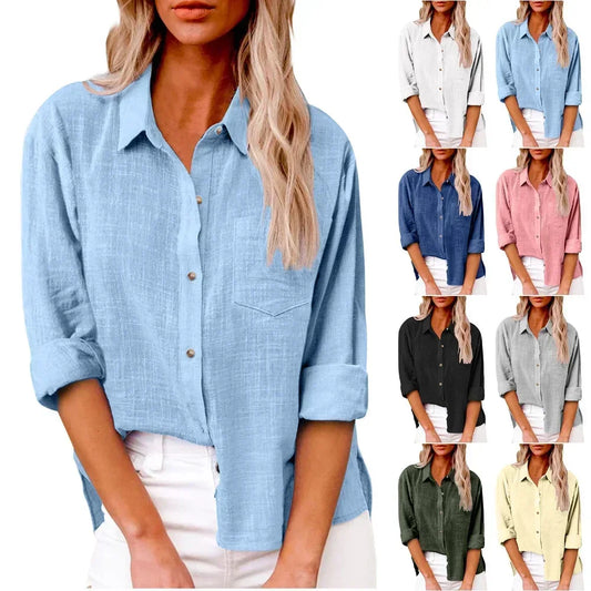 LinoChic – Cotton Linen Long Sleeve Shirt for Women