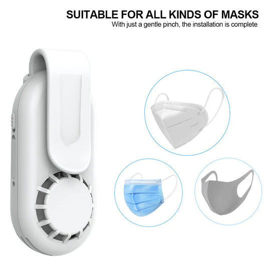 Rechargeable USB Clip-On Mask Fan – Mini Wearable Cooling Fan for Face Masks (85mAh)