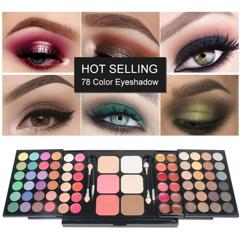 GlamFusion Pro – 40/74/78 Color Eyeshadow Palette with Matte & Glitter Shades