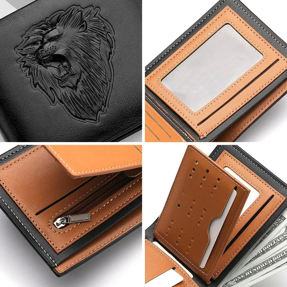TriFold Titan – 3D Embossed Men's Wallet with Zipper & Card Holder