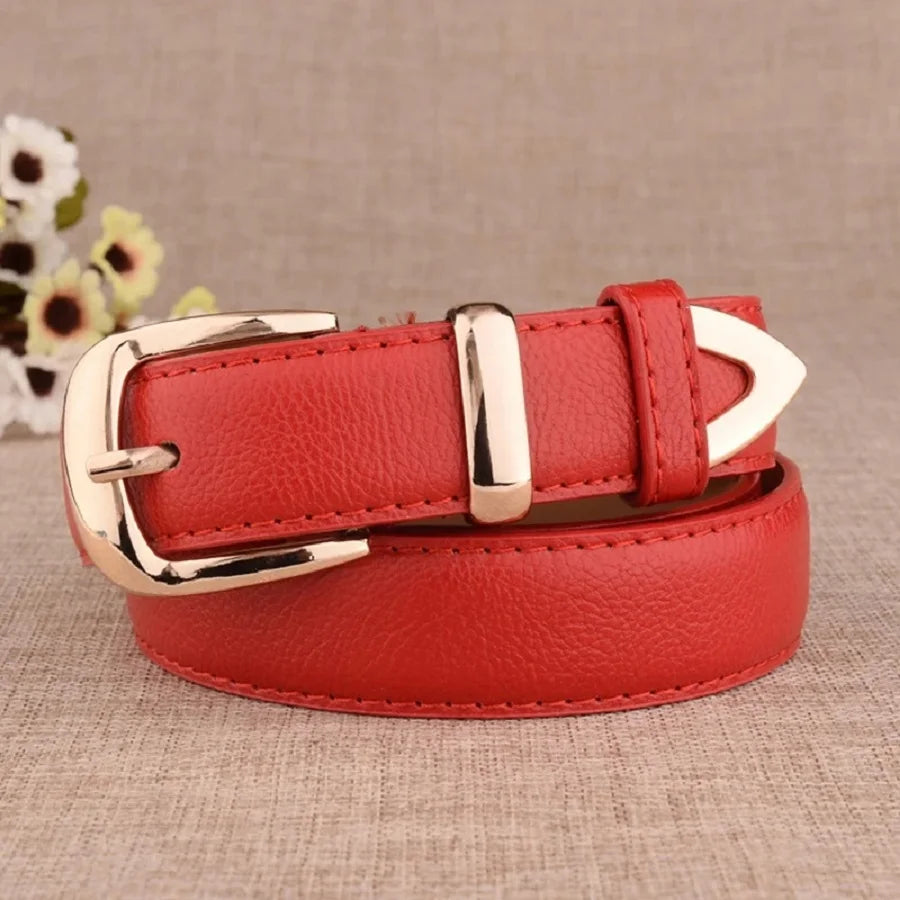 Vintage White Leather Trouser Belt – Classic Pin Buckle for Women