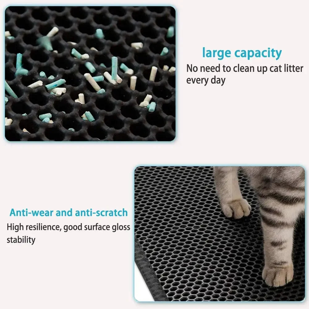 Double-Layer Waterproof Cat Litter Mat – Non-Slip, Washable Pad with Bonus Gift