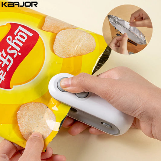 2-in-1 Mini Bag Sealer – Rechargeable Heat Sealer & Cutter for Food Storage