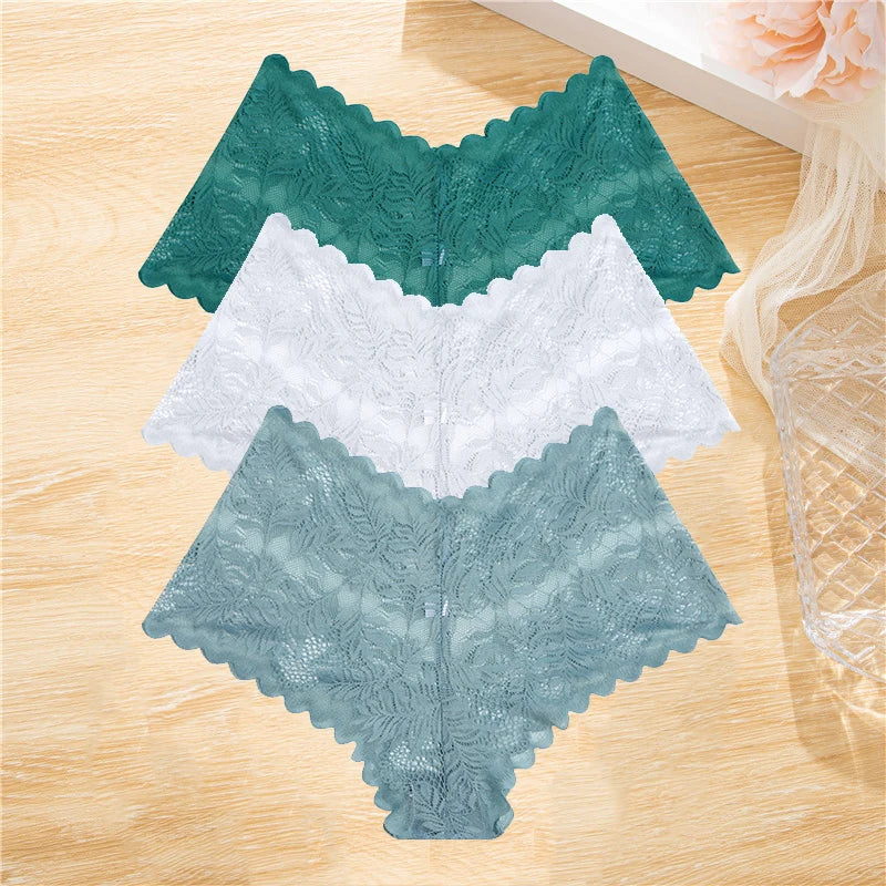 LaceBliss – 3PCS Women's Floral Lace Boyshort Panties Set