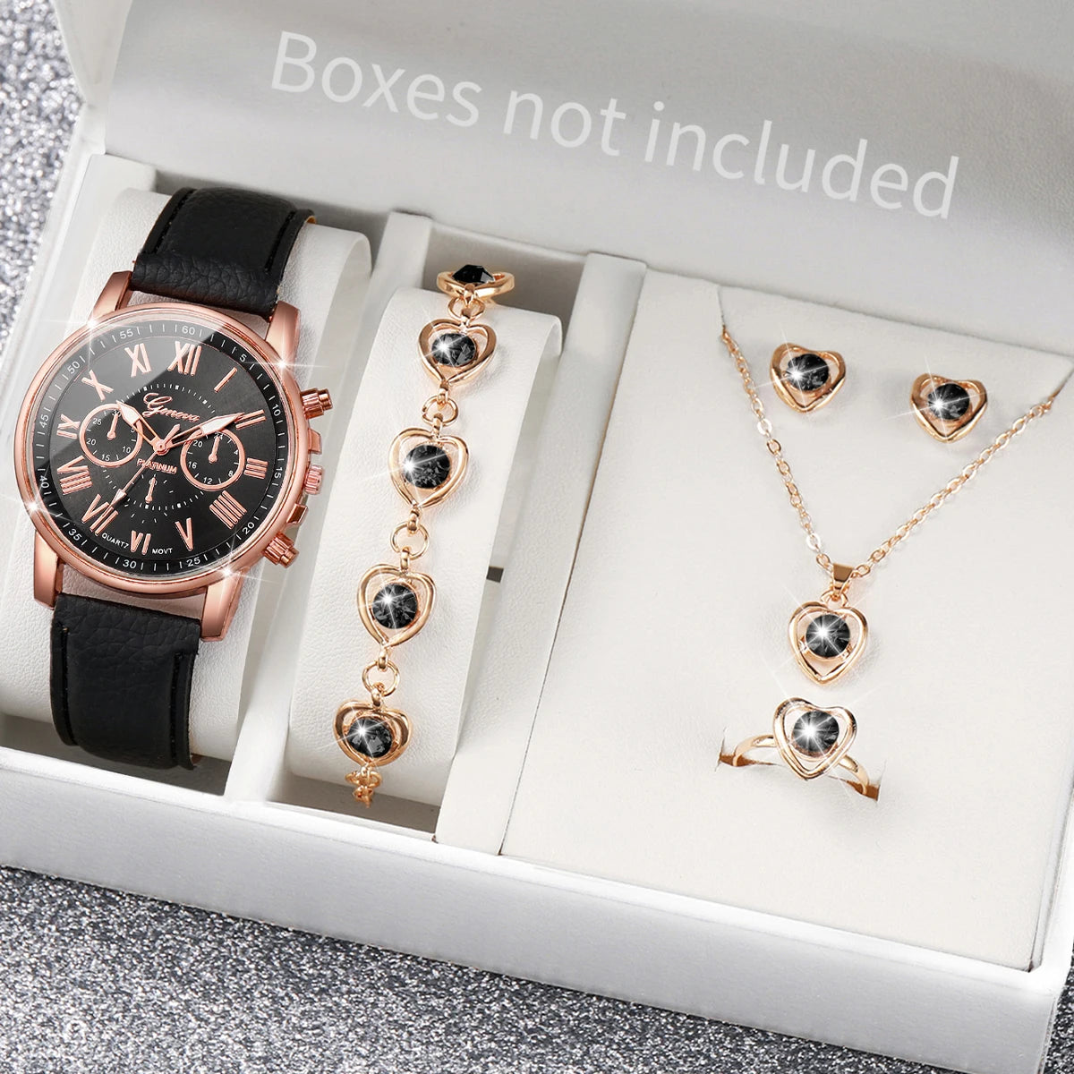 LoveTime – 5/6PCS Women's Leather Watch & Jewelry Set