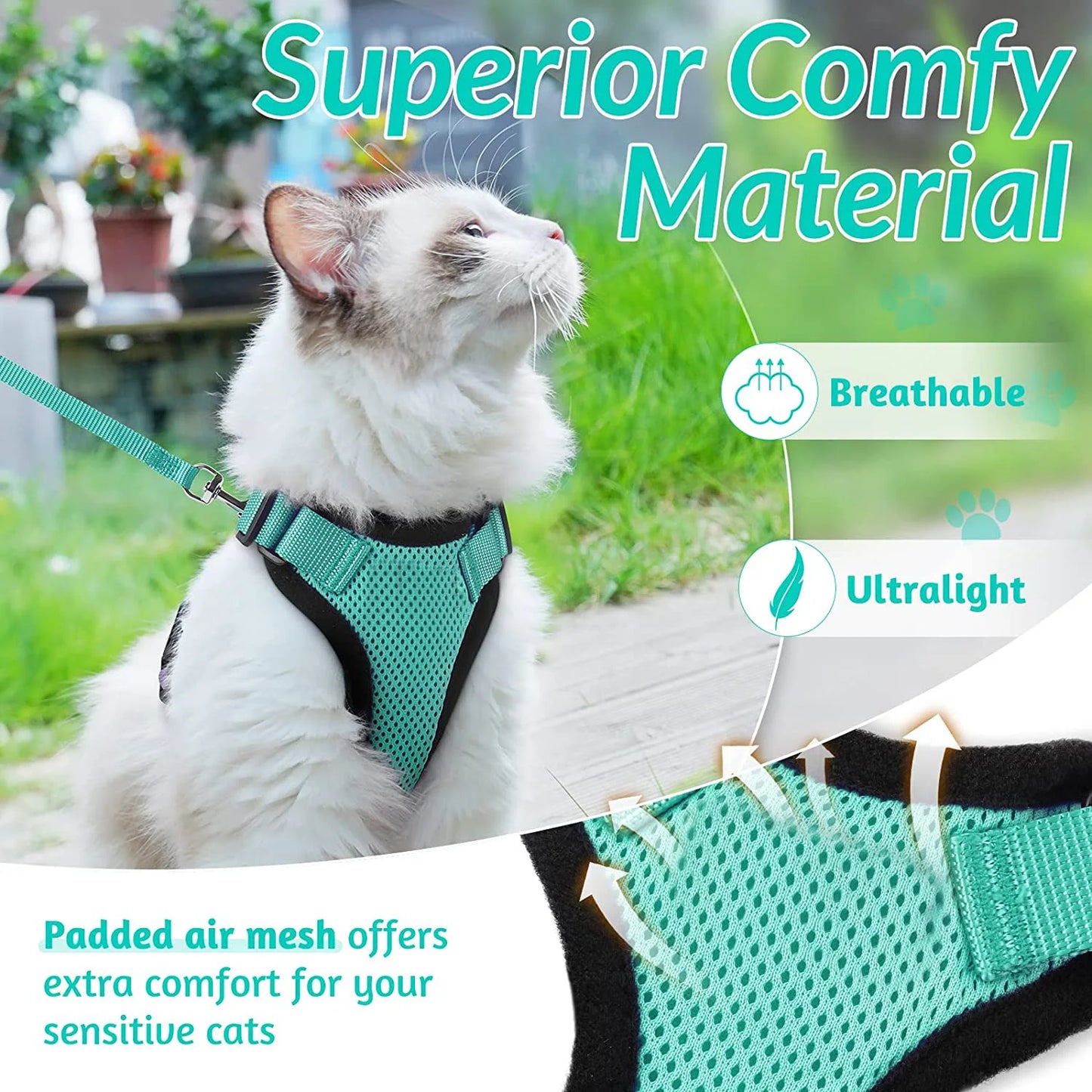 Escape-Proof Cat Harness & Leash – Soft, Adjustable Walking Vest