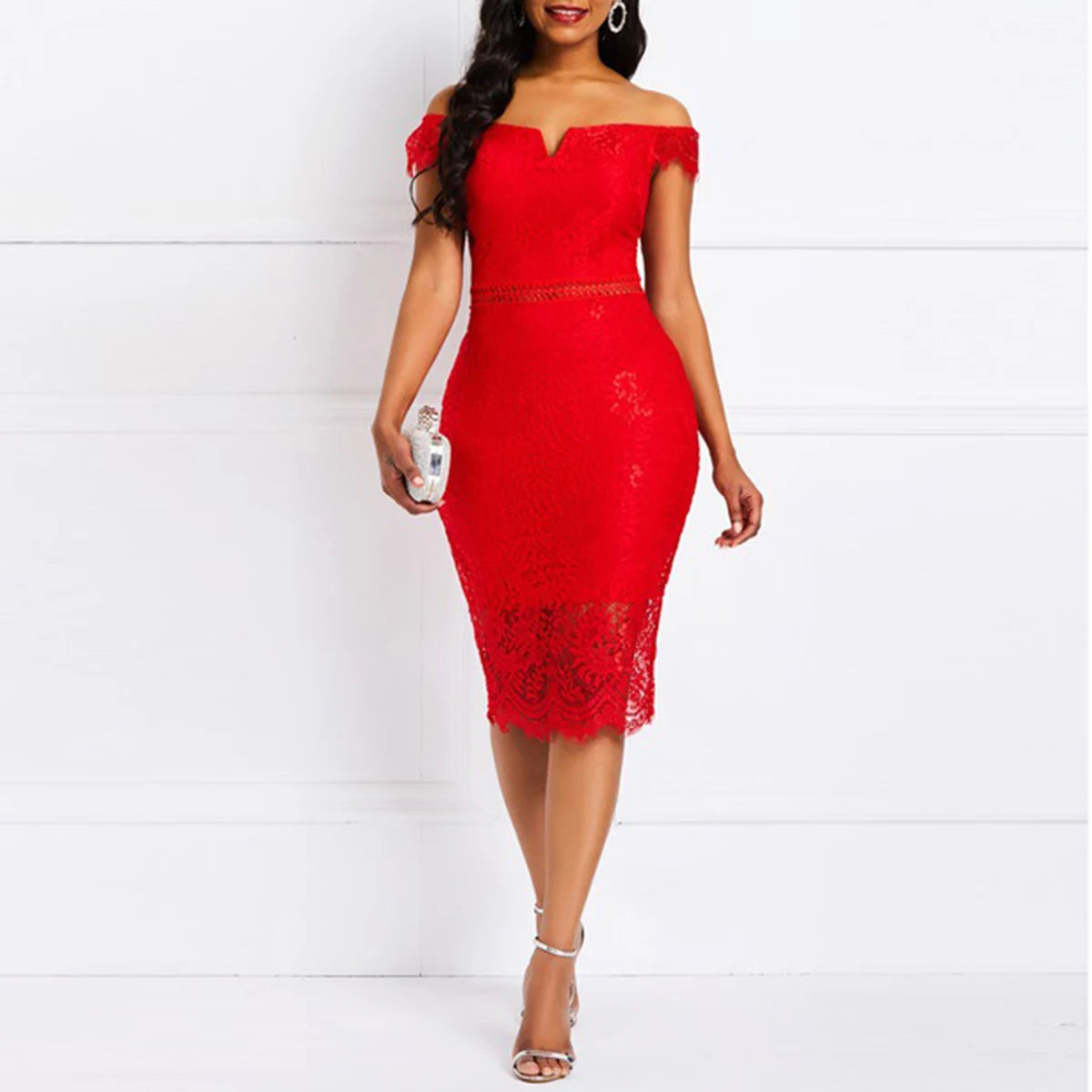 LaceCharm – Summer V-Neck Short Sleeve Dress