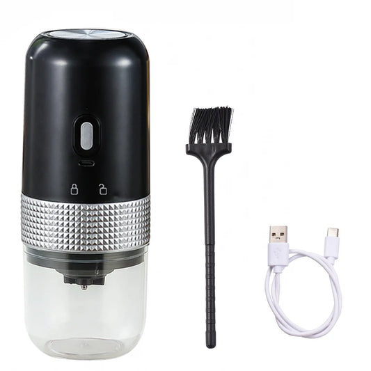 Portable Electric Burr Coffee Grinder – USB Rechargeable, Adjustable Settings, 200ml Capacity