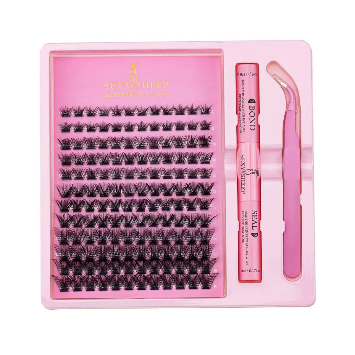 DIY Eyelash Extension Kit – Cluster Lashes with Bond, Seal & Applicator