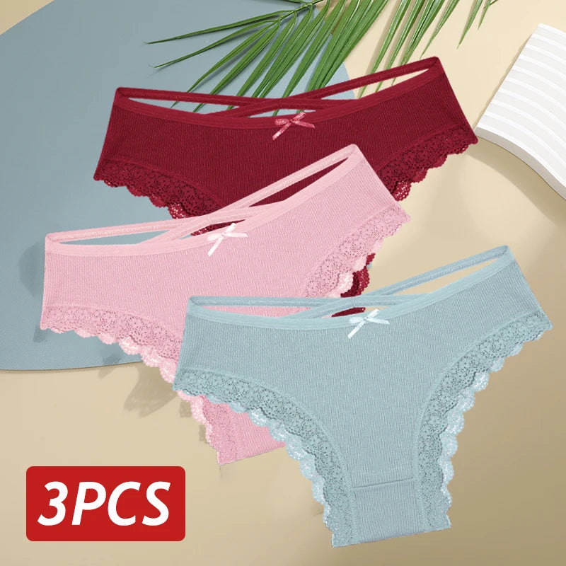 LaceBliss – 3PCS Women's Cotton Brazilian Panties Set