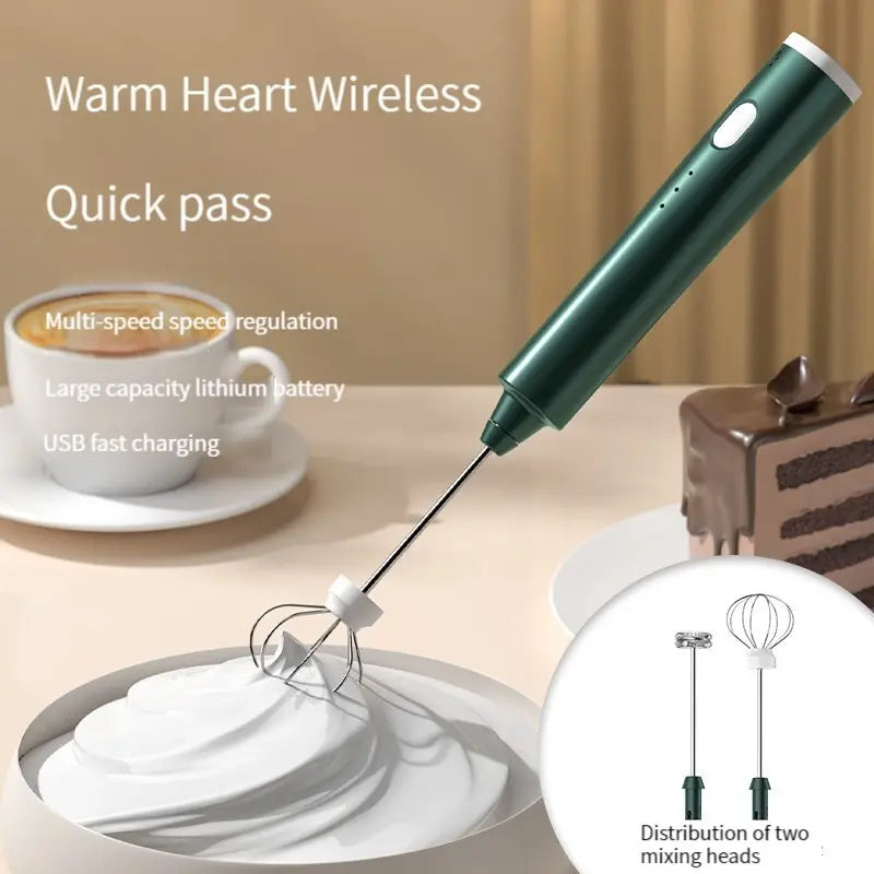 USB Rechargeable Electric Milk Frother – 3-Speed Handheld Foam Maker & Egg Beater