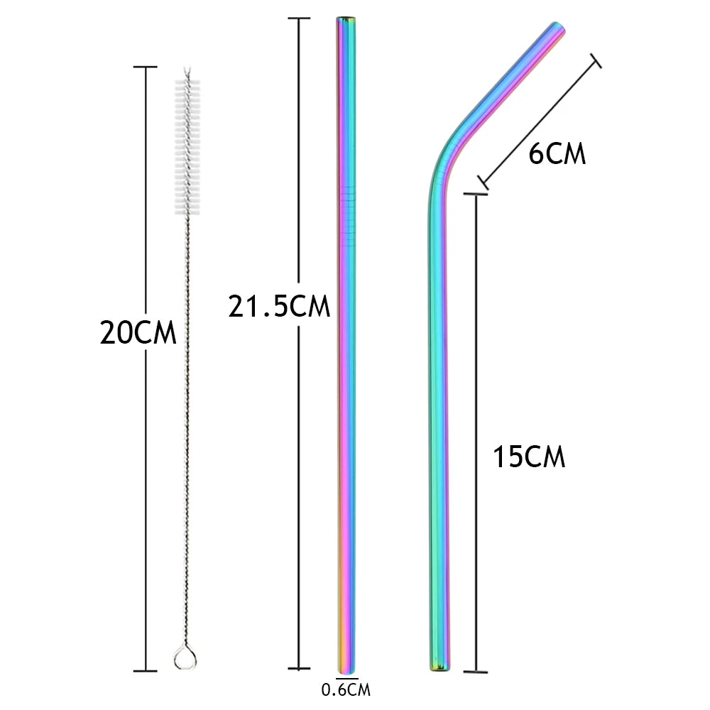 Metal Straws – Reusable 304 Stainless Steel Set with Brush