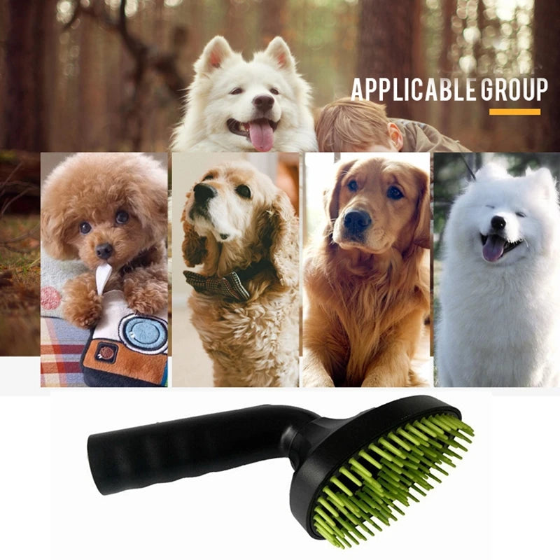 Pet Hair Vacuum Brush Nozzle – Massage & Fur Remover Attachment for Cats & Dogs