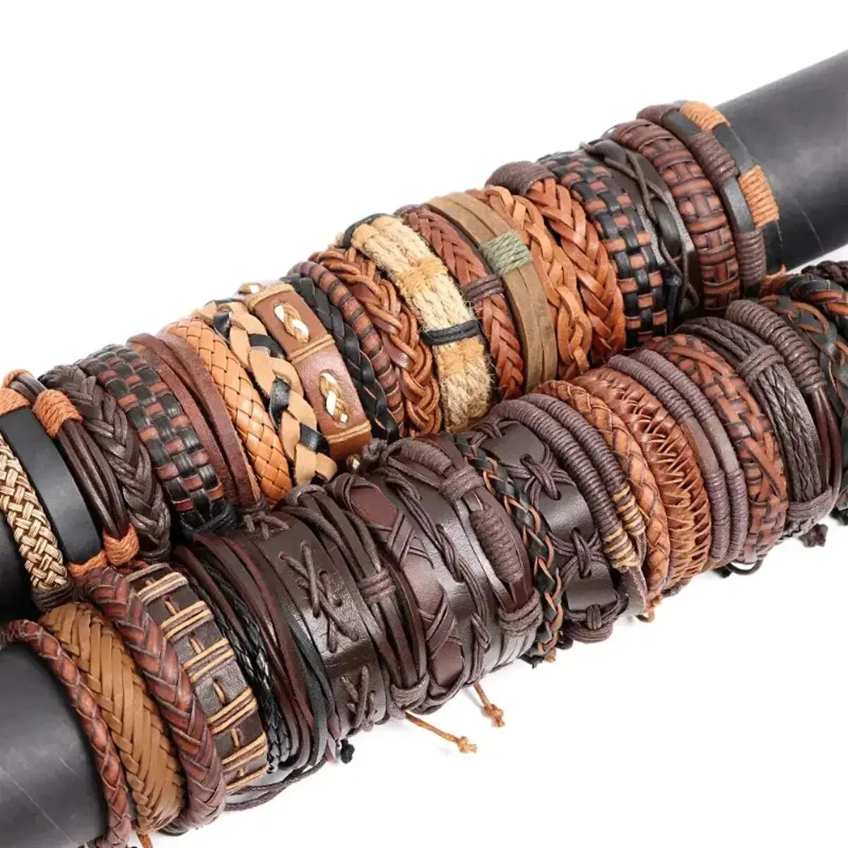 TribeMix – 10PCS Unisex Boho Leather & Rope Bracelet Set