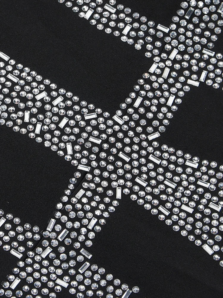 StarMist – Sparkle Black Rhinestone Bodycon Mini Dress