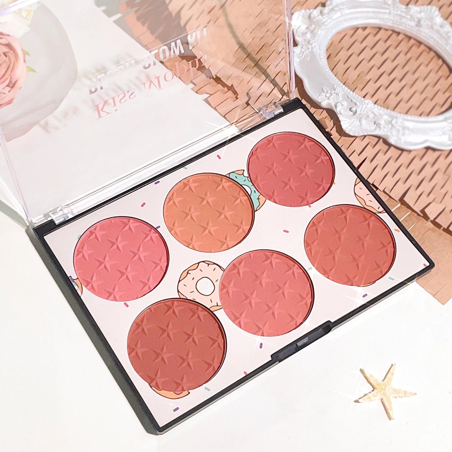 BlushBloom – 6-Color Waterproof Matte & Pearl Blush Palette