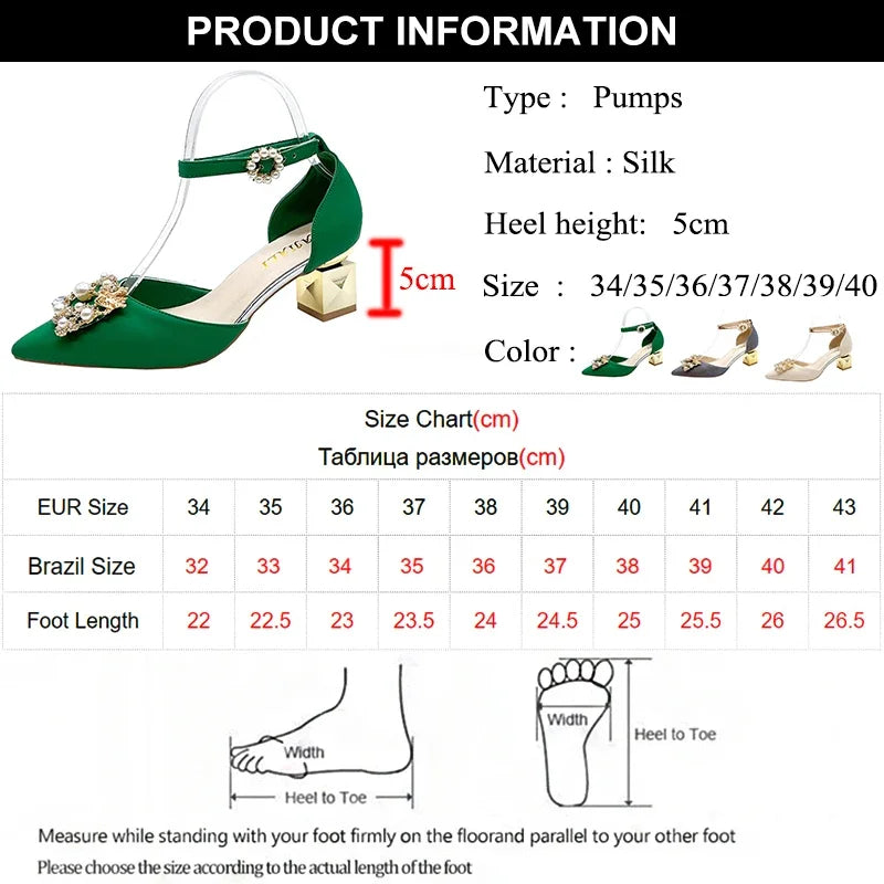 ZOKI PearlGlow – Square Heel Crystal Pumps