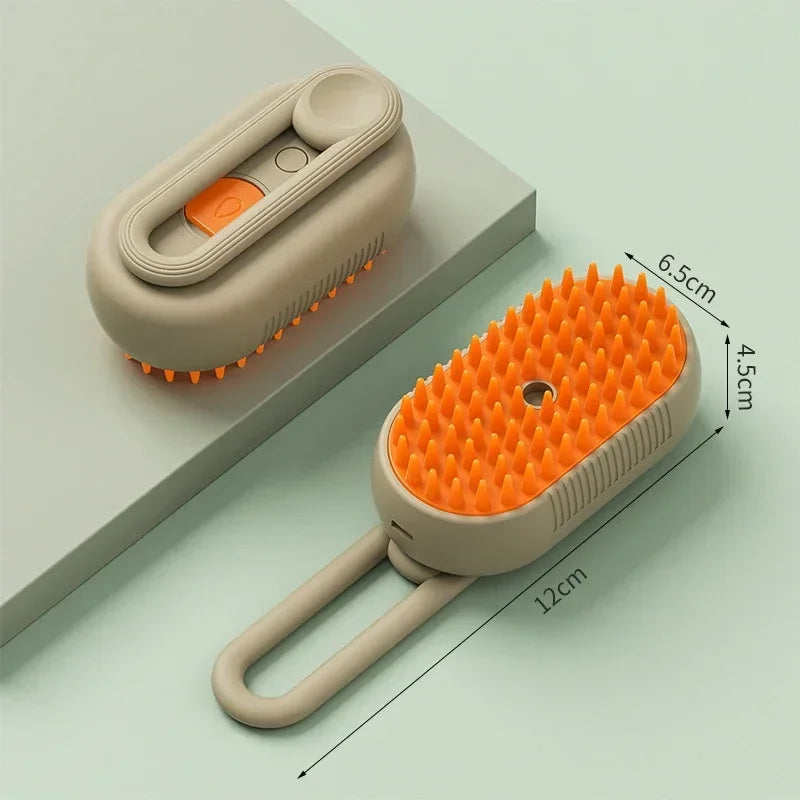 3-in-1 Pet Spray Massage Brush – Steam, Hair Removal & Rotating Comb for Cats & Dogs