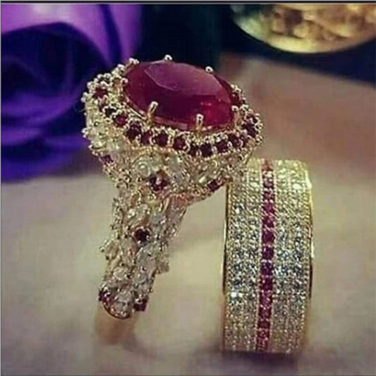 Luxury Princess Cubic Zirconia Bridal Ring Set – Elegant Wedding Jewelry for Women