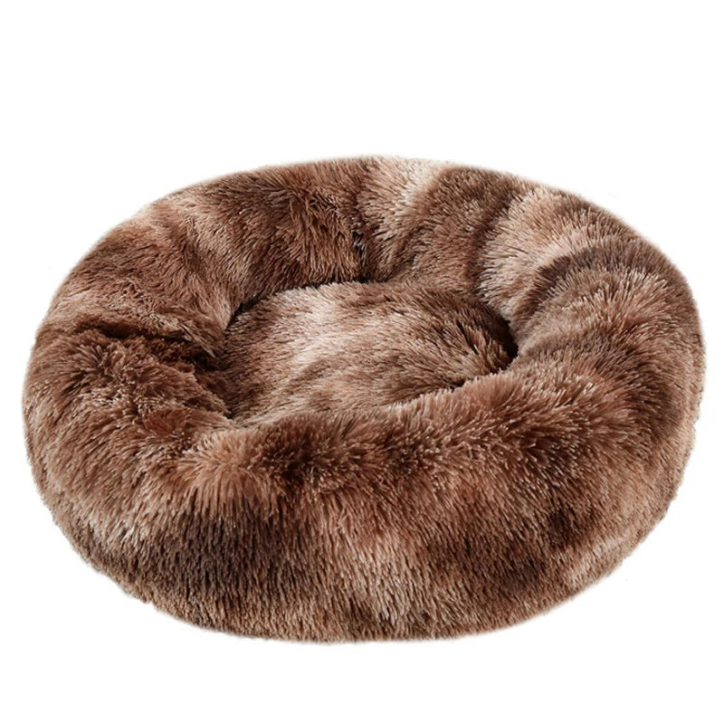 Round Plush Dog & Cat Bed – Winter Warm, Washable Pet Sofa for All Sizes